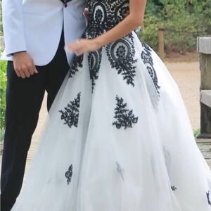 Elegant Black and White Gown